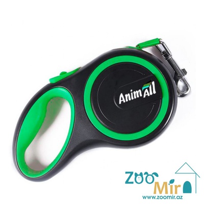 AnimAll, ременный поводок-рулетка 5 метров, весом до 50 кг, размер L, для собак средних и крупных пород  (цвет: зеленый)