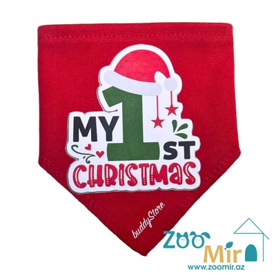 Buddy Store 2, Merry Christmas, бандана платок на шею, для собак мини пород и кошек, 13х15 см (цвет: красный)