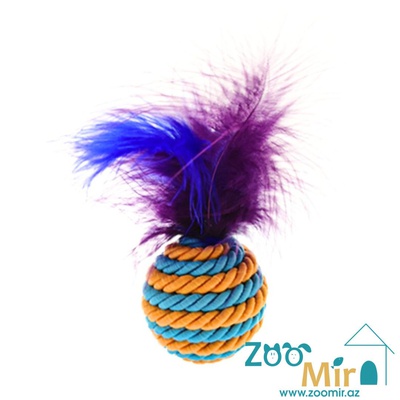 CaDoPet, игрушка в форме мячика с перышком, для котят и кошек, 6 см (выпускается в разных цветах) (цена за 1 игрушку)