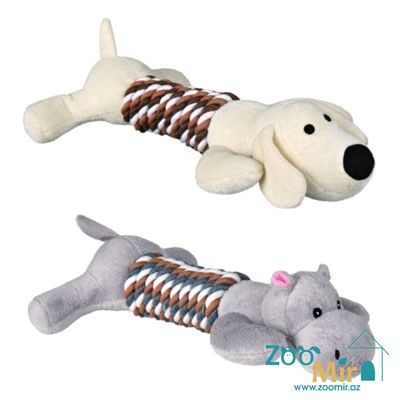 Trixie, игрушка с канатом в форме "Собаки или Бегемота", с пищалкой для собак, 32 см (выпускается в разных моделях)(цена за 1 игрушку)