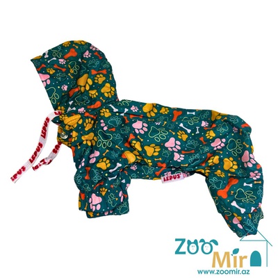 Tu, модель "LEPUS", утепленный дождевик из плащевой ткани и флисовой изнанкой, для собак мини пород и кошек, 2,6 - 4,5 кг (размер М)  (цвет: зеленый)