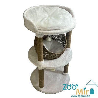 ZooMir, многоуровневая когтеточка для котят и кошек, 55х55х90 см (цвет: белый)