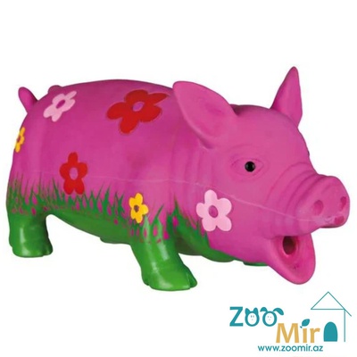 Trixie, яркая латексная игрушка в форме "Свиньи в цветочек" с пищалкой, для собак, 20 см (цена за 1 игрушку)