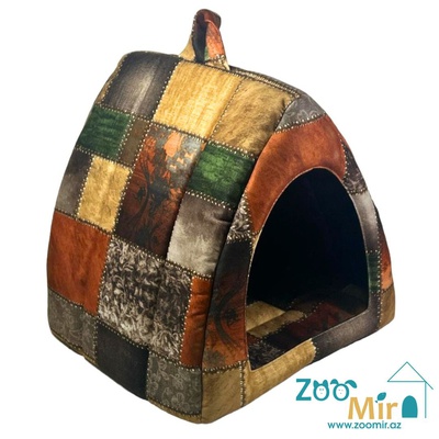 ZooMir, модель "Шалаш"  домик для мелких пород собак и кошек, 35х33х34 см (цвет: коричневый 1)