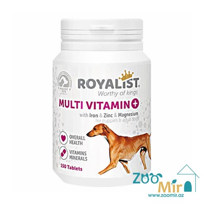 Royalist Multi Vitamin, с содержанием железа, цинка и магнезиями, для щенков и собак, 150 таб.