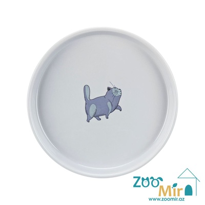 Trixie, миска керамическая плоская и широкая, для котят и кошек, 0.6 л/ 23 см (цвет: серый)