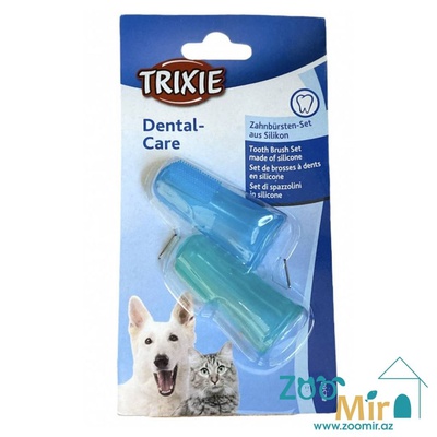 Trixie, силиконовая щетка для зубов на палец, для собак и кошек (в наборе 2 шт.) (цена за 1 набор)