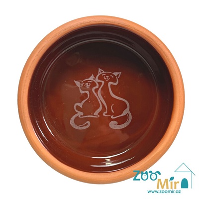 ZooMir, глиняная миска для кошек, 0.45 л (цвет: внутри коричневый)