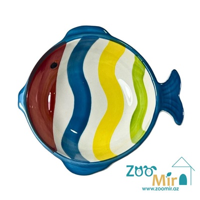 TU, керамическая миска в форме рыбки для собак мелких пород и кошек, 12 см (цвет: лето)