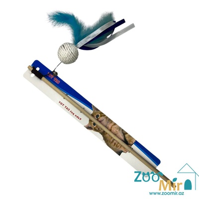 CatToy, игрушка дразнилка, удочка с мячиком и колокольчиком, 40 см (выпускается в разных цветах ) (цена за 1 игрушку)