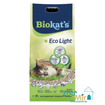 Gim Biokat's Eco Light, натуральный комкующийся наполнитель из экологически чистых соевых бобов и натуральных растительных волокон, 8 литров