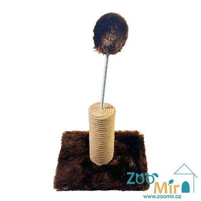 Zoomir, интерактивная игрушка когтеточка с прямоугольным основанием, для котят и кошек, 20х15х35 см (цвет: коричневый)