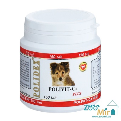 Polidex Polivit-Ca Plus (Полидекс Поливит-Кальций плюс)улучшение роста костной ткани для собак, 150 таб.