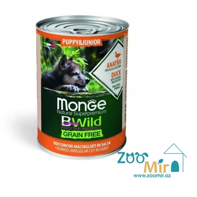 MONGE BWILD, консервы для щенков с уткой, 400 гр