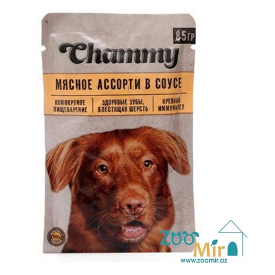 Chammy, влажный корм для собак, мясное ассорти в соусе, 85 гр