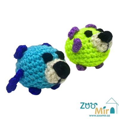 ZooMir, игрушка вязанная в форме смешарика, для котят и кошек (выпускается в разных цветах)(цена за 1 игрушку)