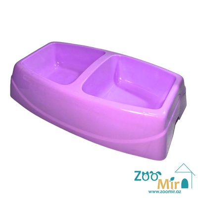 CadoPet, пластиковая двойная миска для собак средних пород, 2х0.5 л (цвет: фиолетовый)