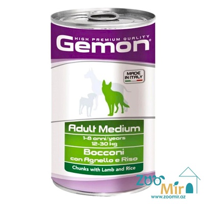 Gemon, консервы для собак средних пород со вкусом  ягнёнка и риса, 1250 гр.