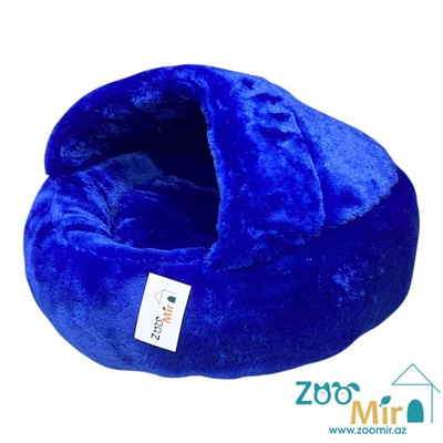Zoomir, модель лежак "Меховой Тапок" для мелких пород собак и кошек, 55х55х32 см (цвет: синий)
