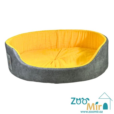 ZooMir, модель лежаки "Матрешка" для мелких пород щенков и котят, 43х30х10 см (размер S) (цвет: серый с желтым)