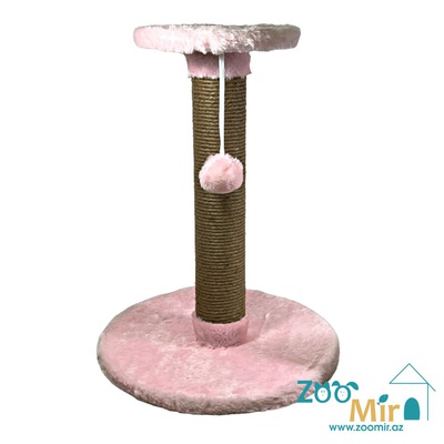 Zoomir, когтеточка с круглым основанием и полкой на верху, для кошек и котят, 50х40х40 см (размер М)(цвет: розовый)