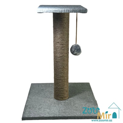 Zoomir, когтеточка с квадратным основанием и полкой на верху для кошек и котят, 54х40х40 см (размер M)(цвет: серый)
