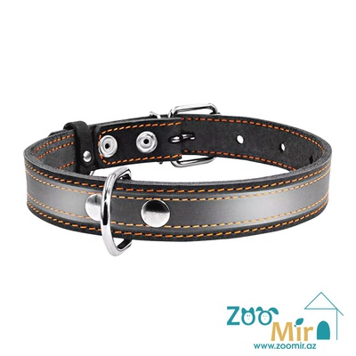 Collar, ошейник со светоотражающей лентой, для собак малых и средних пород, 32 - 40 см, 20 мм (цвет: черный)