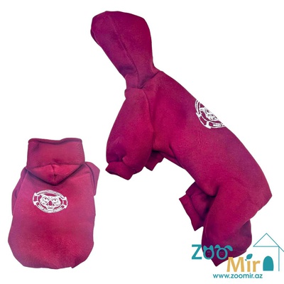 ZooMir, утепленный комбинезон c замком из трикотажной ткани и флисовой изнанкой, для собак, 11 - 15 кг (размер ХL) (цвет: бордовый)