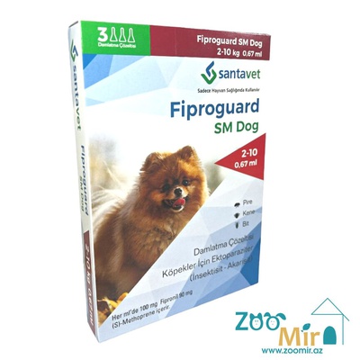 Fiproguard SM Dog,  раствор для наружного применения (на холку) против клещей, блох, вшей и власоедов, для собак весом от 2 до 10 кг (цена за 1 пипетку)