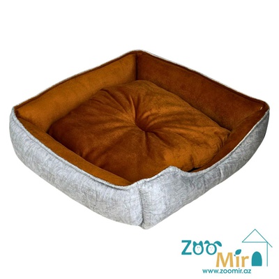 Zoomir, лежак для мелких пород собак и кошек, 42x42x12 см (размер S) (цвет: серо-коричневый)