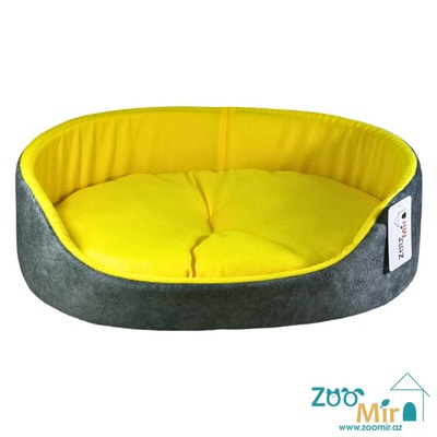 ZooMir , модель лежаки "Матрешка" для мелких пород собак и кошек, 55х42х14 см (размер L)(цвет: серо-желтый)