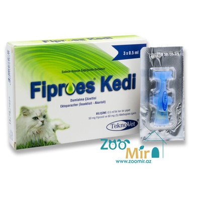 Fiproes, раствор для наружного применения (на холку) против клещей, блох, вшей, для кошек (цена за 1 пипетку)