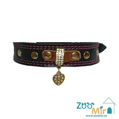 Zoomir, кожаный ошейник для малых пород собак, 29 - 37 см х 23 мм (цвет: черный)