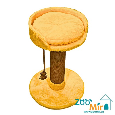 Zoomir, когтеточка с круглым основанием и лежаком-полкой на верху, для кошек и котят, 72х52х52 см (цвет: светло коричневый)