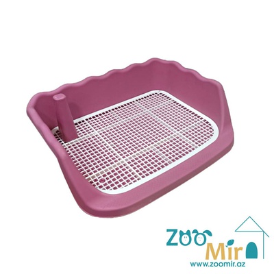 TB, пластиковый лоток плоской прямоугольный формы с бортиками, для собак, 50х37х12 см  (цвет: розовый)