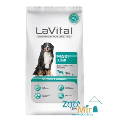 LaVital Maxi Adult Salmon Formula, сухой корм для взрослых собак крупных пород с лососем, 12 кг (цена за 1 мешок)