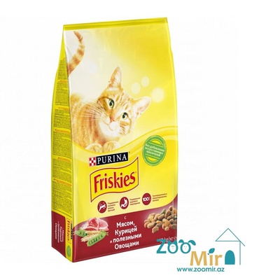 Friskies, сухой корм для кошек с мясом и полезными овощами, 10 кг (цена за 1 мешок)