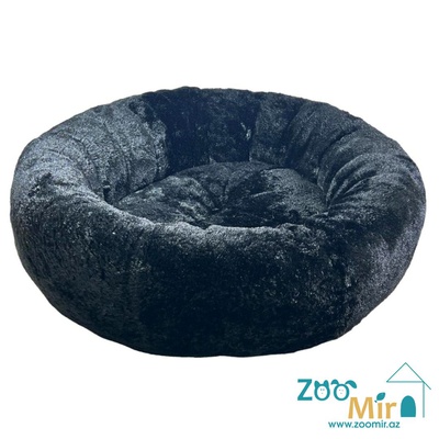ZooMir, модель лежак "Меховая плюшка" для мелких пород собак и кошек, 55х55х17 см (цвет: черный)