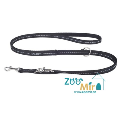 Amiplay Adjustable Leash 6in1, регулируемый поводок для собак малых и средних пород, 100-200 х 1 см (размер: S), (цвет: черный)