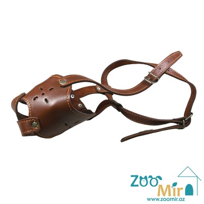 ZooMir, кожанный намордники для собак крупных пород , размер XL (обхват морды 26 см)(цвет: коричневый)