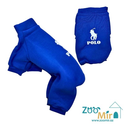 ZooMir, утепленный комбинезон из трикотажной ткани и флисовой изнанкой, для собак мини пород и кошек, 4 - 7 кг (размер М) (цвет: синий)