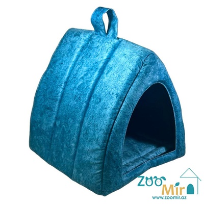 ZooMir, модель "Шалаш"  домик для мелких пород собак и кошек, 35х33х34 см (цвет: голубой мрамор)