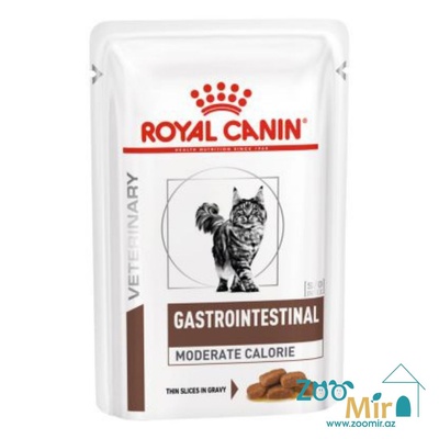 Royal Canin Gastrointestinal Moderate Calorie,  диетический корм для кошек с нарушениями пищеварения при панкреатите и нарушениях пищеварения (соус), 85 гр