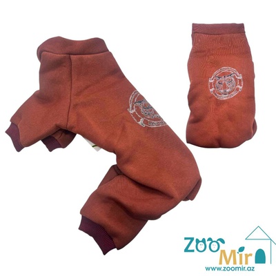 ZooMir, утепленный комбинезон из трикотажной ткани и флисовой изнанкой, для собак, 11 - 15 кг (размер ХL) (цвет: коричневый)