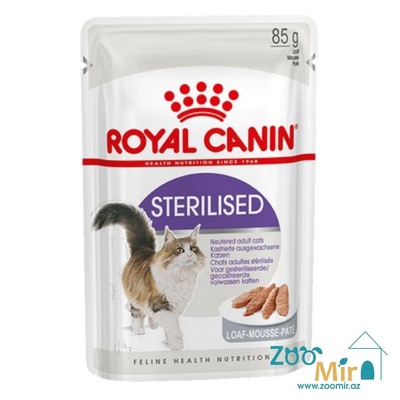 Royal Canin Sterilised, влажный корм для стерилизованных  кошек и кастрированных котов (паштет), 85 гр
