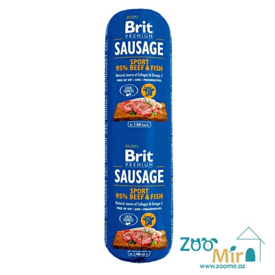 Brit Premium Sausage Beef & Fish, влажный корм для активных собак со вкусом говядины и рыбы, 800 гр.