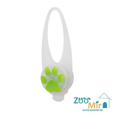 Trixie, брелок-клипса светящийся на ошейник, для собак и кошек, 3х8 см (цвет: белый с зеленой лапкой)