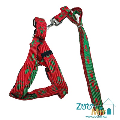 Kİ2, декоративный комплект шлейки и поводка, для собак малых и средних пород (цвет: красный)