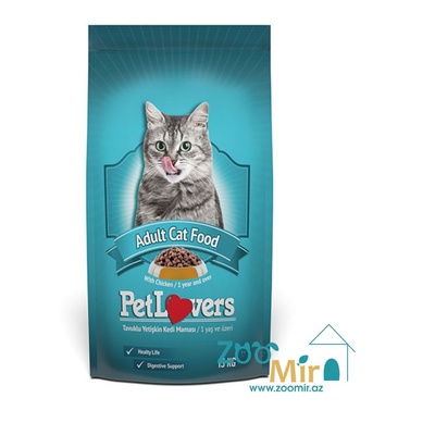PetLovers Adult Cat Food, dry food for adult cats with chicken, 15 kg (price for 1 bag)