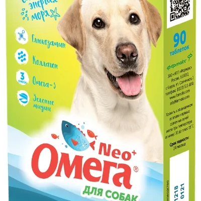 Омега Neo "Здоровые суставы" витамины-лакомство с глюкозамином и коллагеном для собак, 90 таблеток